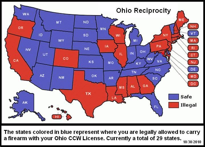 Ohio Ccw Reciprocity States Map United States Map